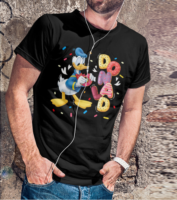 Donald Duck With Colorful Donut Letters And Sprinkles T-Shirt
