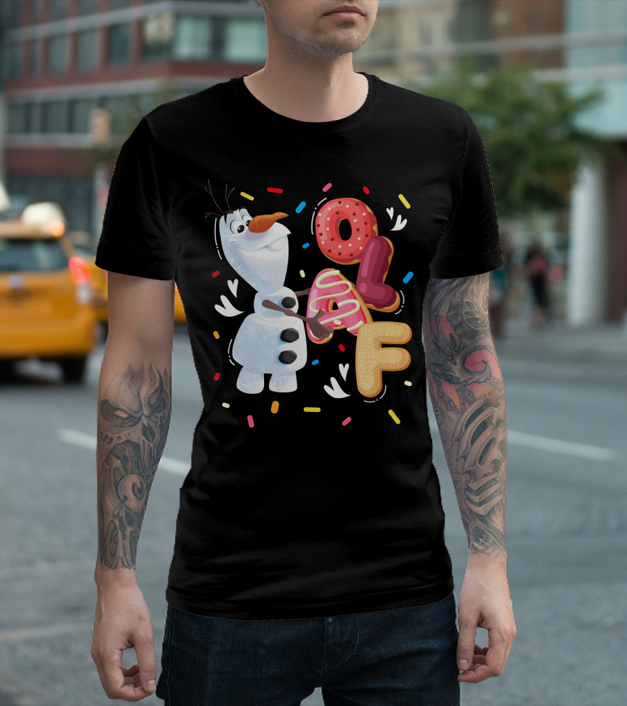 Olaf Doughnut Letters With Colorful Sprinkles Snowman T-Shirt
