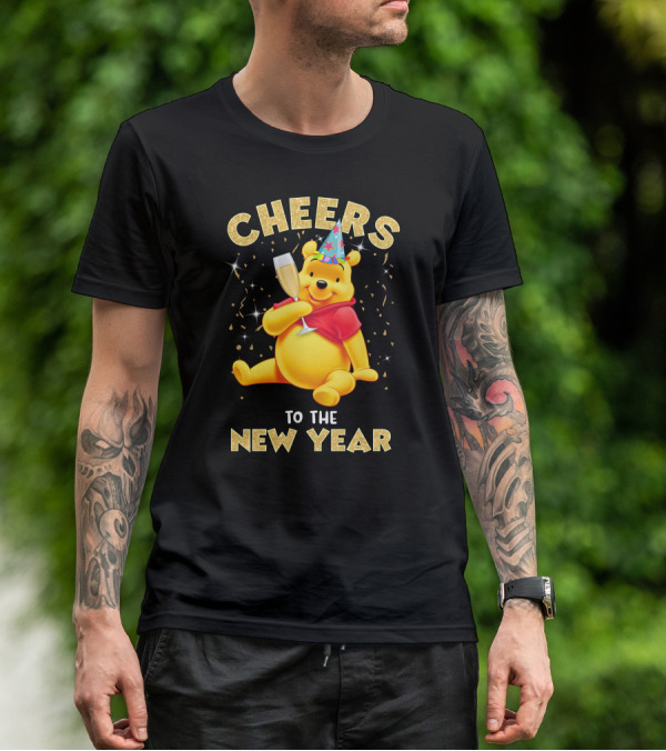 Cheers To The New Year Pooh Party Hat Champagne Celebration T-Shirt