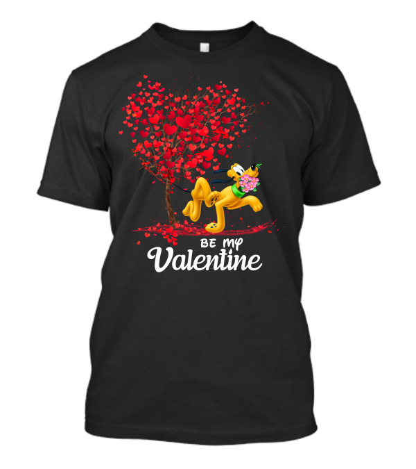 Pluto Be My Valentine Heart Tree Flowers T-Shirt