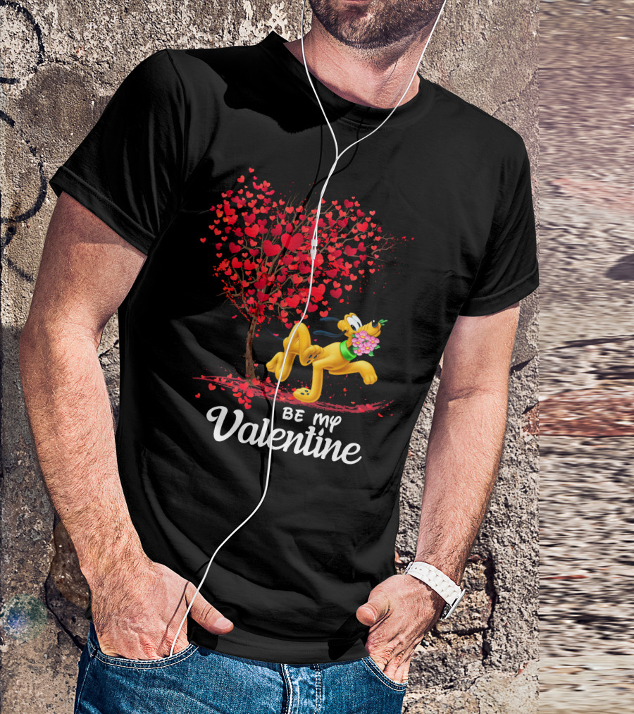 Pluto Be My Valentine Heart Tree Flowers T-Shirt