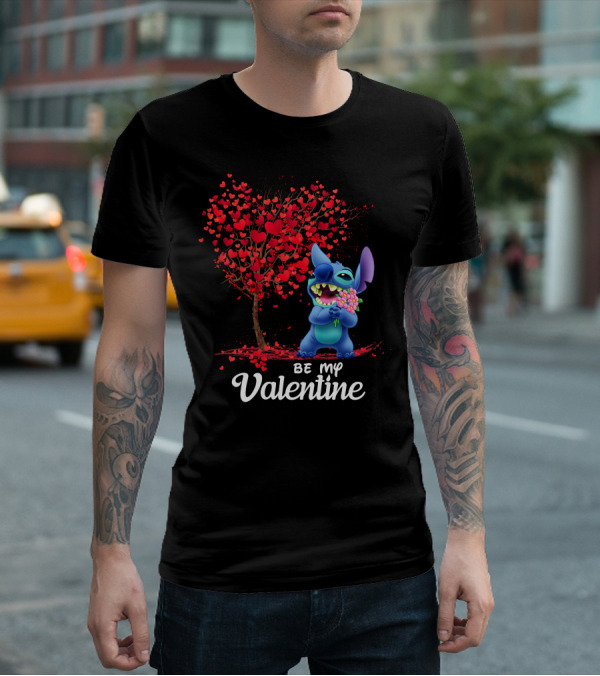 Lilo And Stitch Be My Valentine Heart Tree T-Shirt