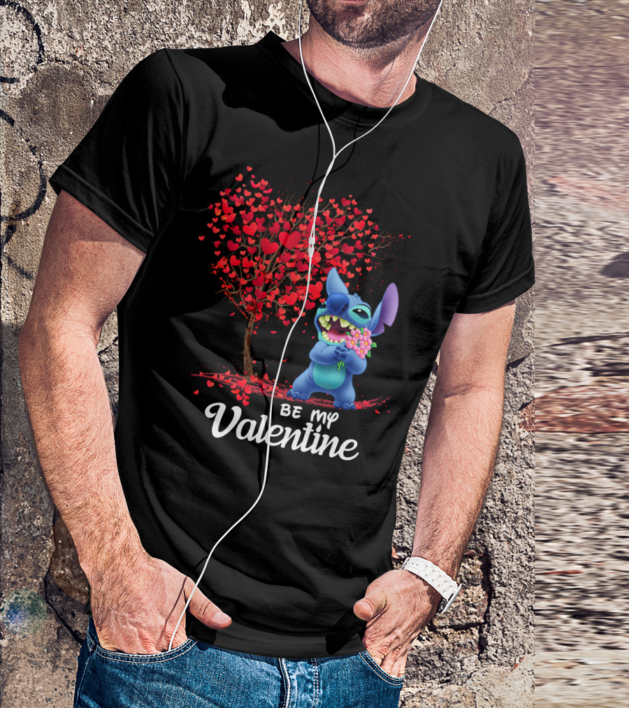 Lilo And Stitch Be My Valentine Heart Tree T-Shirt
