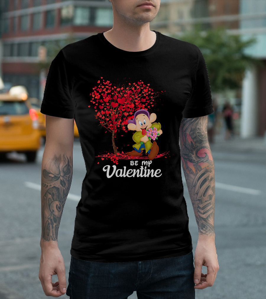 Dopey Be My Valentine Heart Tree With Flowers T-Shirt