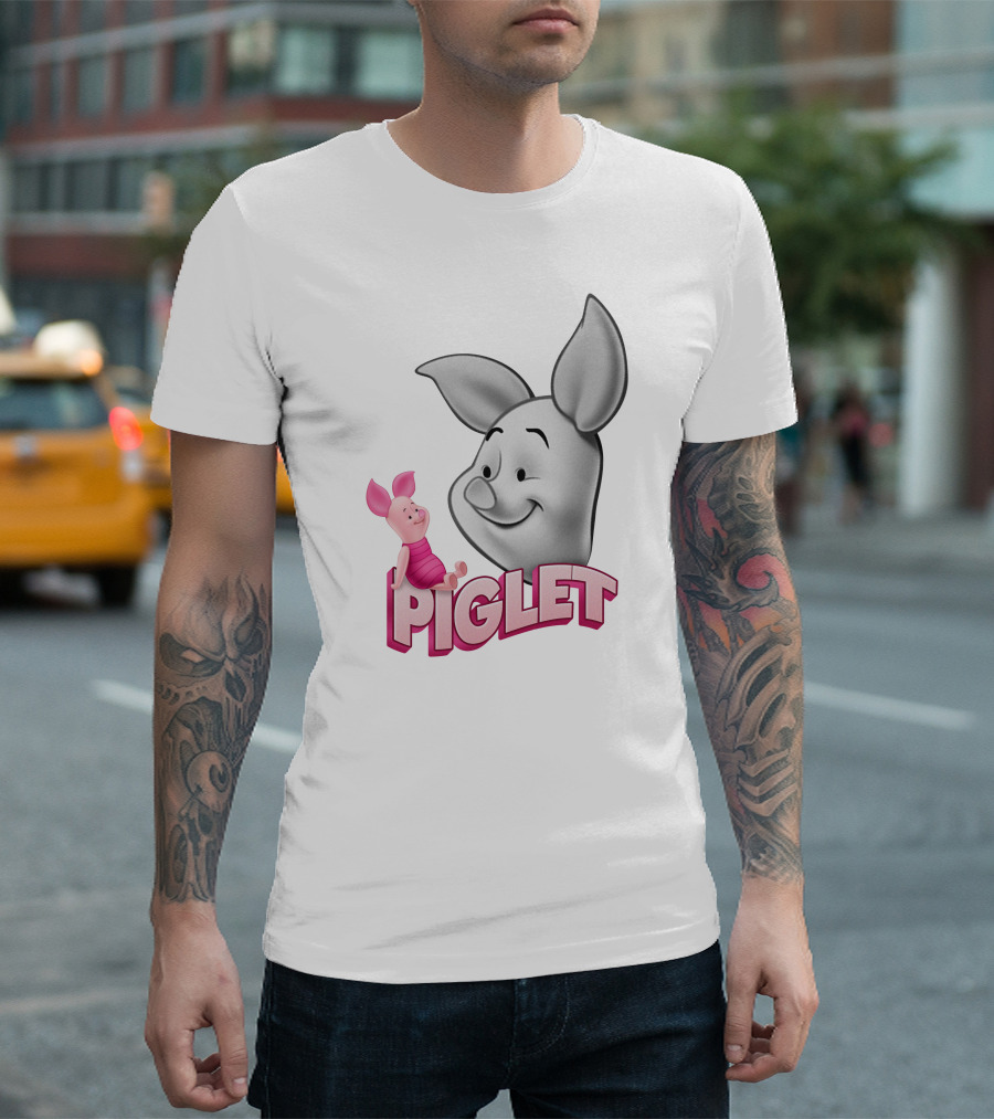 Piglet 3D Cartoon Character Design With Smiling Face And Big Ears T-Shirt