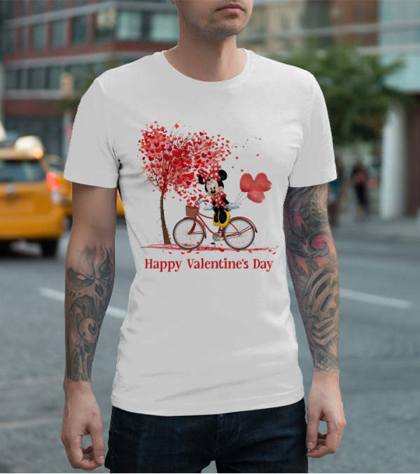 Happy Valentine's Day MN Valentine Bicycle Balloons Hearts Tree T-Shirt