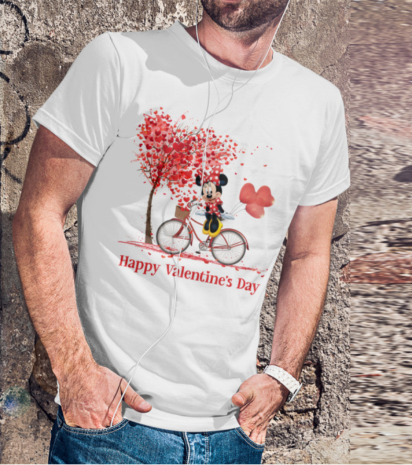 Happy Valentine's Day MN Valentine Bicycle Balloons Hearts Tree T-Shirt