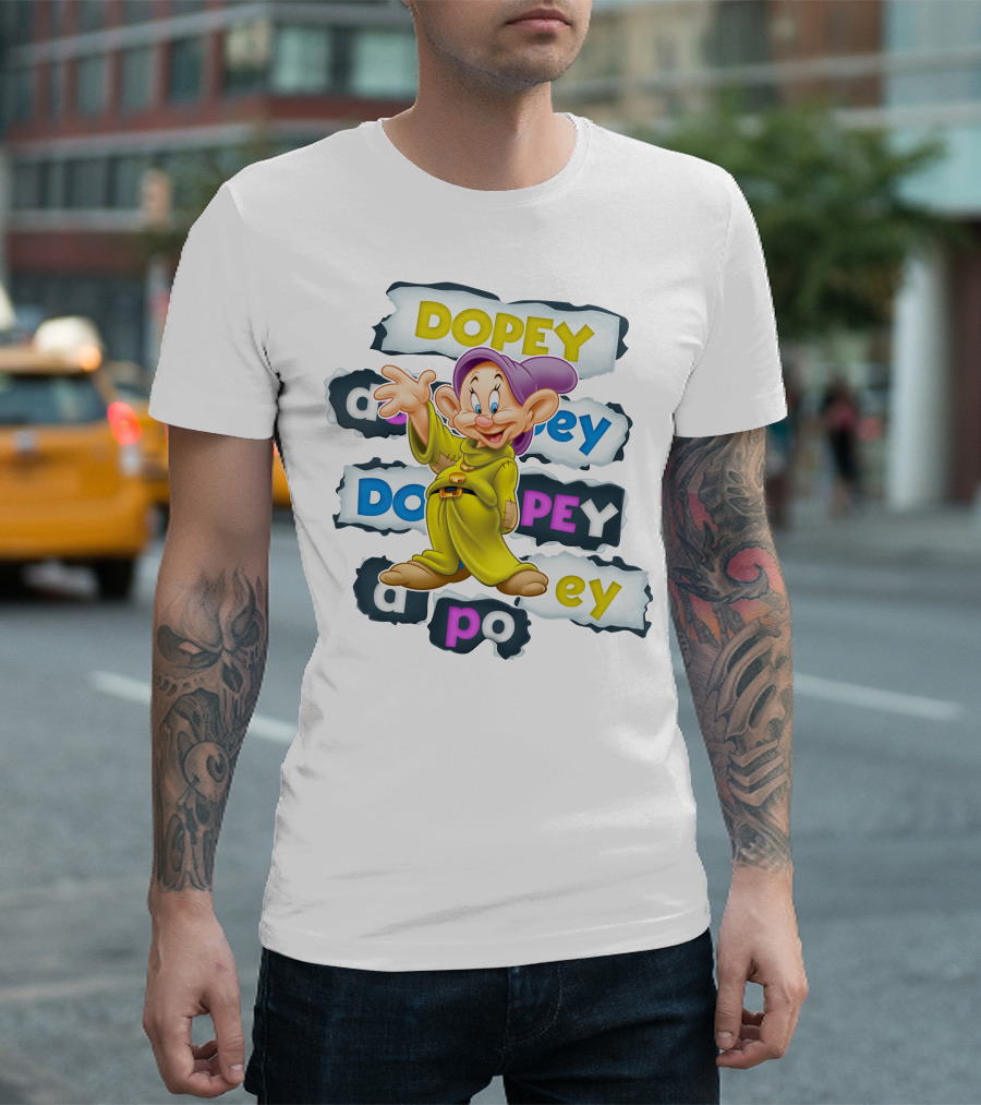 Dopey Iconic Character Playful Design With Text Variations And Classic Outfit T-Shirt
