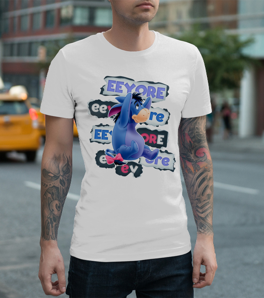 Eeyore Multiple Fonts And Colors Character Collage T-Shirt
