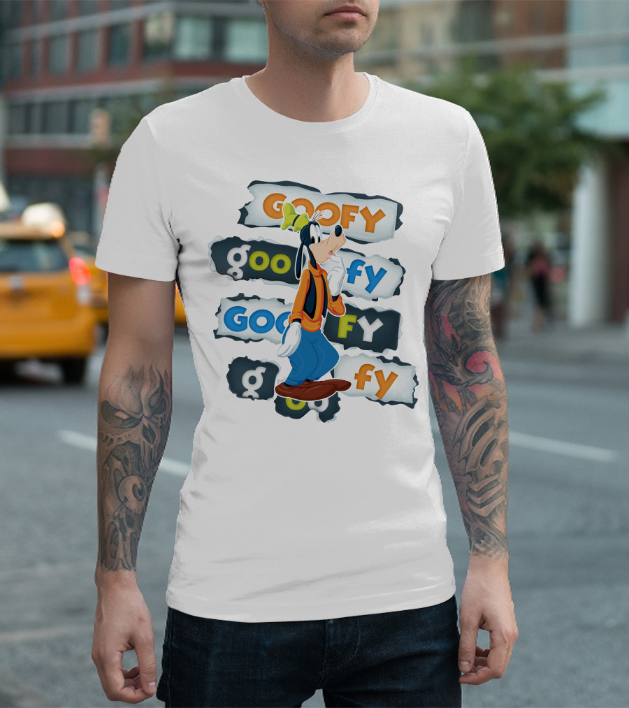 Goofy Disney Character With Multiple Text Styles T-Shirt