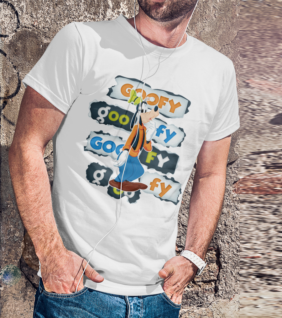 Goofy Disney Character With Multiple Text Styles T-Shirt