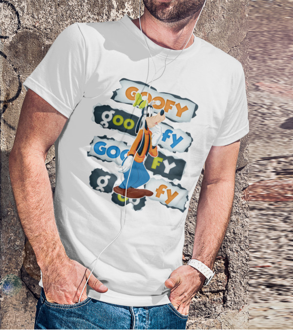 Goofy Disney Character With Multiple Text Styles T-Shirt