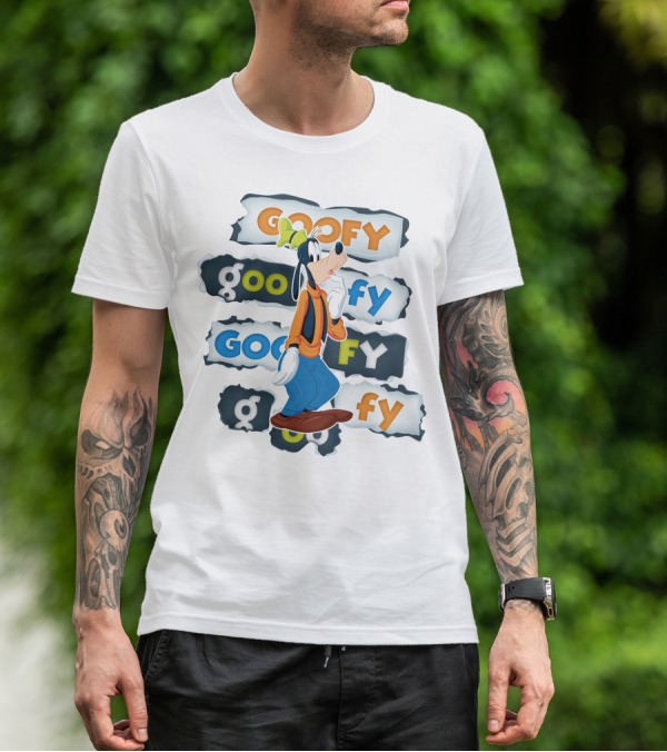 Goofy Disney Character With Multiple Text Styles T-Shirt