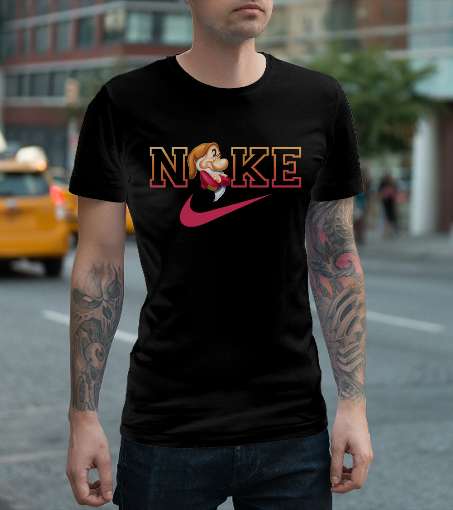 Grumpy Noke Nike Parody With Iconic Character And Swoosh T-Shirt