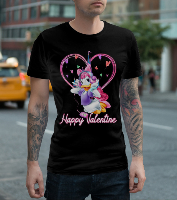 Daisy Duck Happy Valentine Balloons Castle Headphones T-Shirt