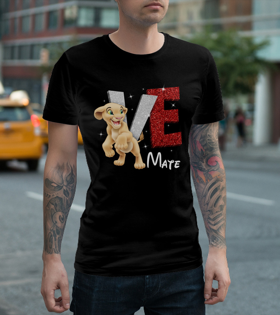Love Mate Nala Sparkling Red And Silver Letters T-Shirt