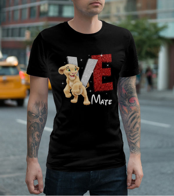 Love Mate Nala Sparkling Red And Silver Letters T-Shirt