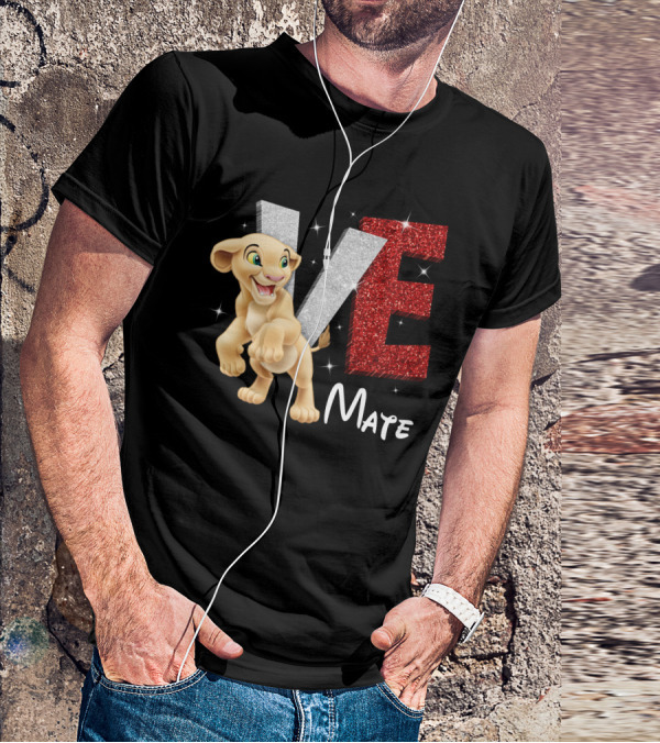 Love Mate Nala Sparkling Red And Silver Letters T-Shirt