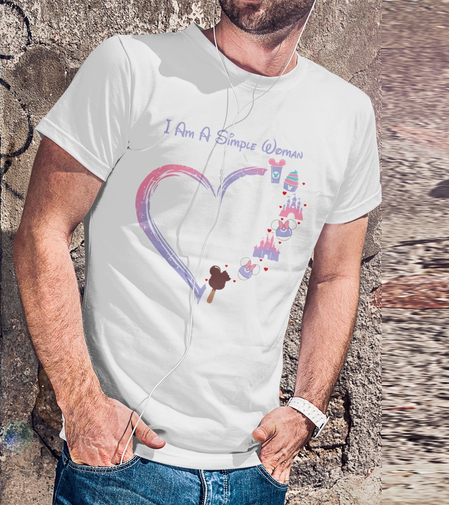 I Am A Simple Woman Heart Coffee Castle Mickey Ears T-Shirt