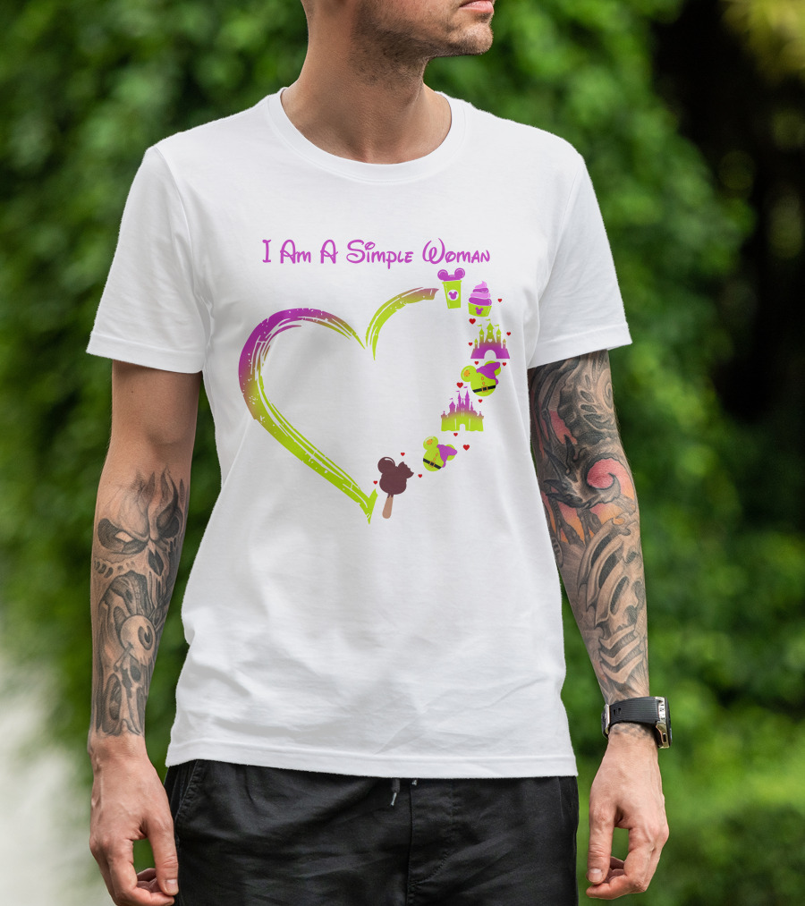 I Am A Simple Woman Castle Coffee Dopey Ice Cream Hearts T-Shirt