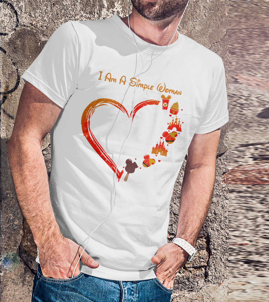 I Am A Simple Woman Heart Castle Ice Cream Disney Icons T-Shirt