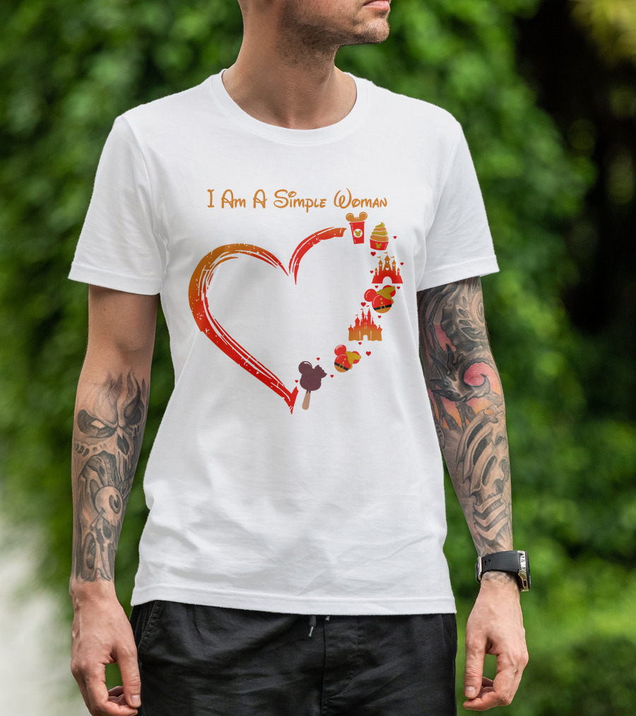 I Am A Simple Woman Heart Castle Ice Cream Disney Icons T-Shirt