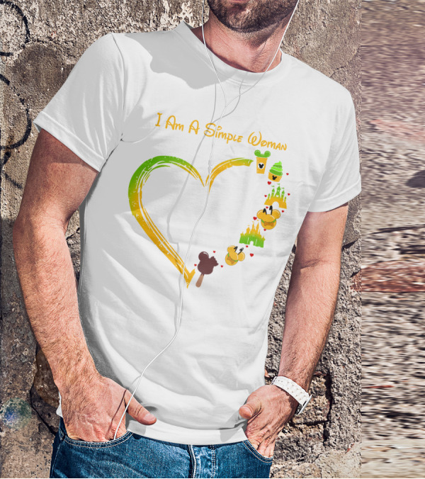 I Am A Simple Woman Heart Mouse Ears Ice Cream Castle T-Shirt