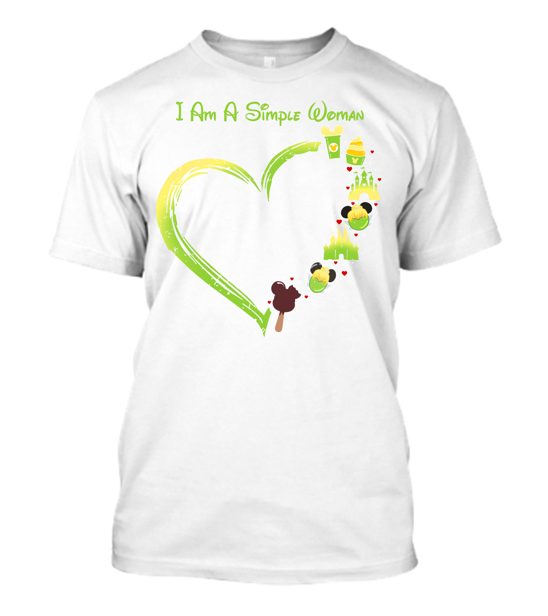 I Am A Simple Woman Tinkerbell Mickey Ears Castle Icons T-Shirt