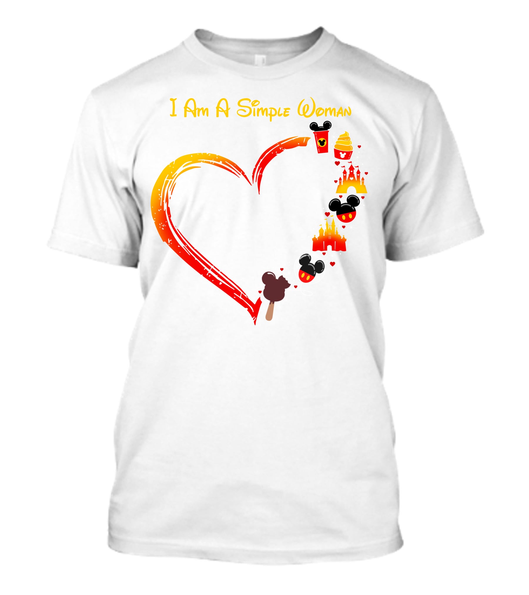 I Am A Simple Woman Heart Mickey Mouse Ice Cream Castle Icons T-Shirt