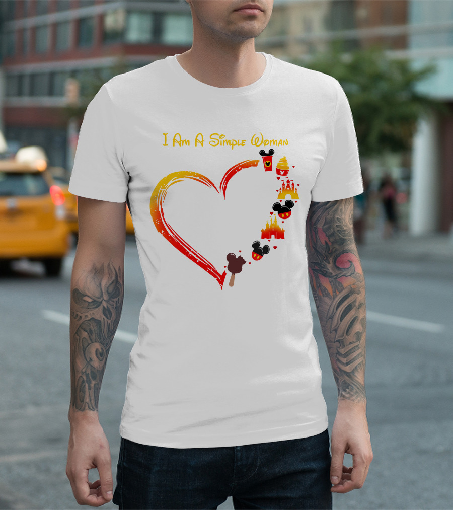 I Am A Simple Woman Heart Mickey Mouse Ice Cream Castle Icons T-Shirt