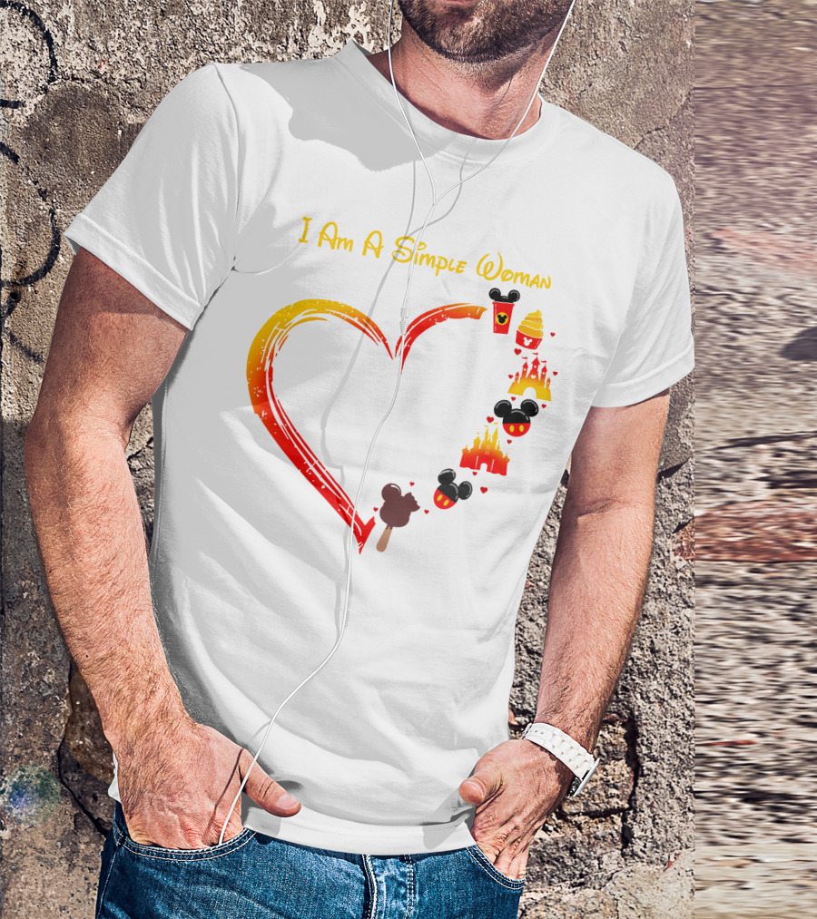 I Am A Simple Woman Heart Mickey Mouse Ice Cream Castle Icons T-Shirt