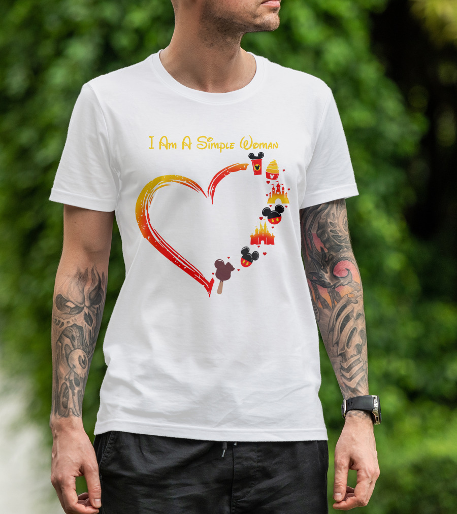 I Am A Simple Woman Heart Mickey Mouse Ice Cream Castle Icons T-Shirt