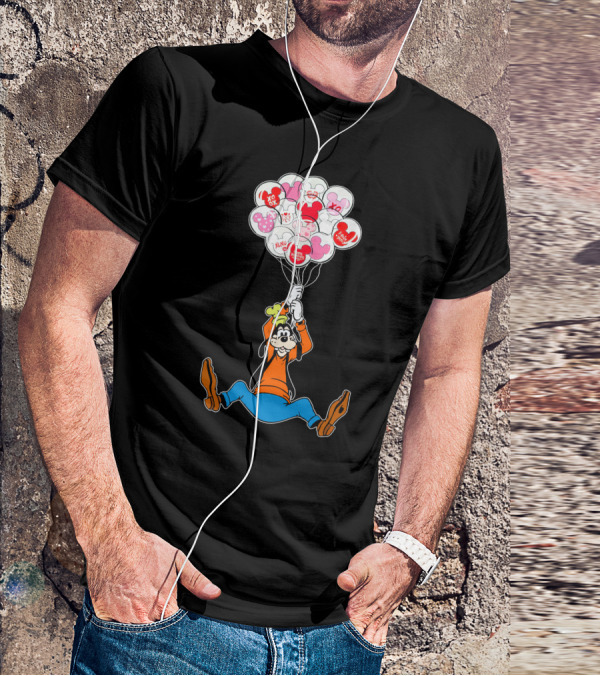 Goofy Balloons Mickey Love Valentine's Xo Hug Minnie Organic T-Shirt
