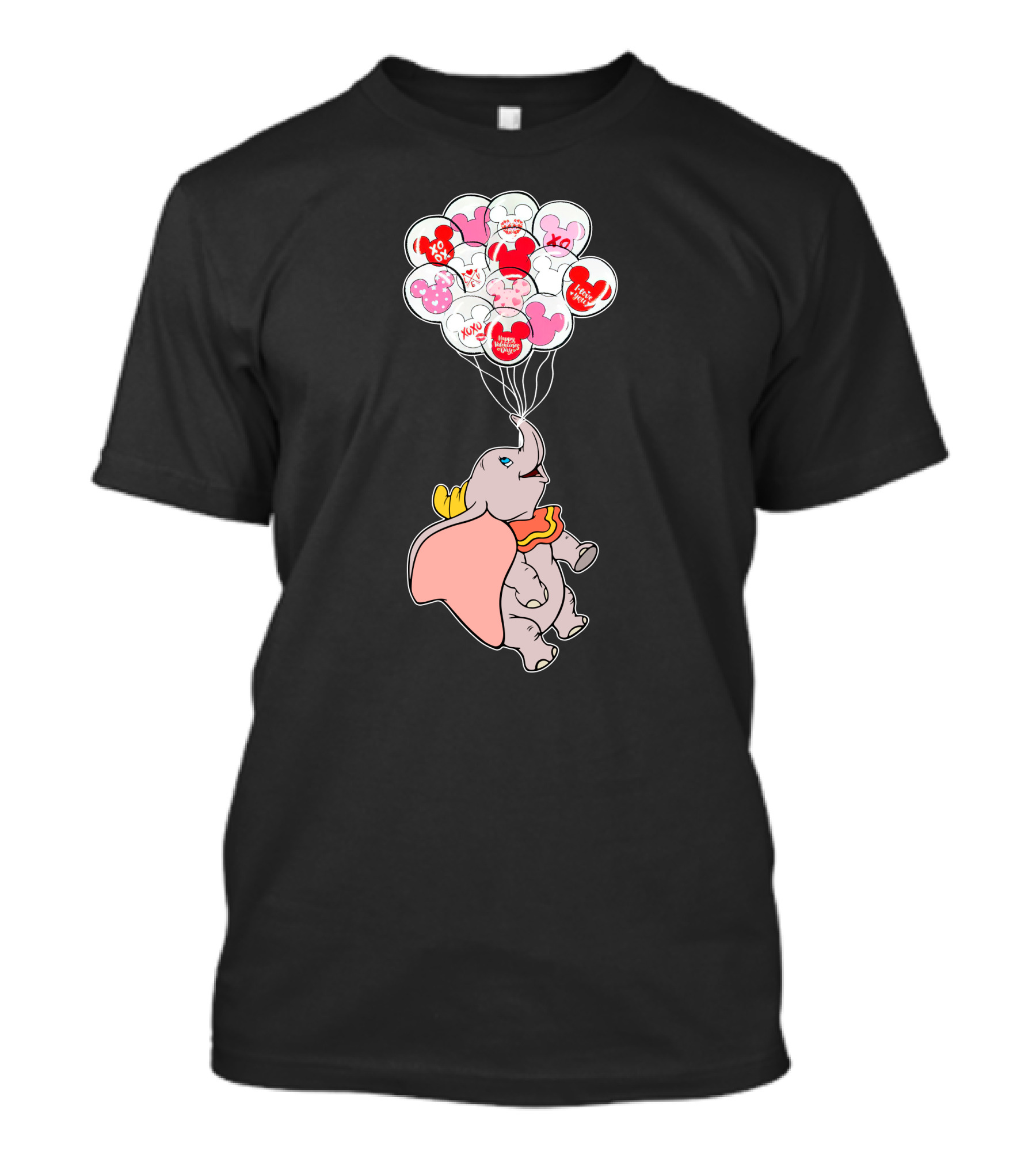 Dumbo Flying With Heart Balloons Featuring Valentine Xo And Mickey T-Shirt