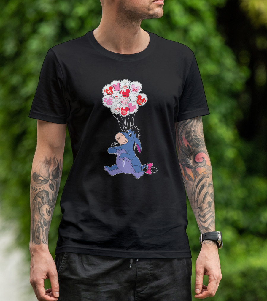 Eeyore Holding Valentine's Day Mickey Balloons T-Shirt