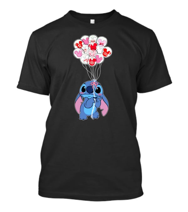Stitch And Mickey Balloons Valentine's Xo Love T-Shirt