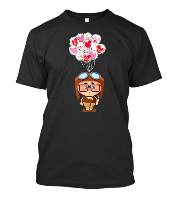 Carl Cartoon Character With Valentines Balloons T-Shirt