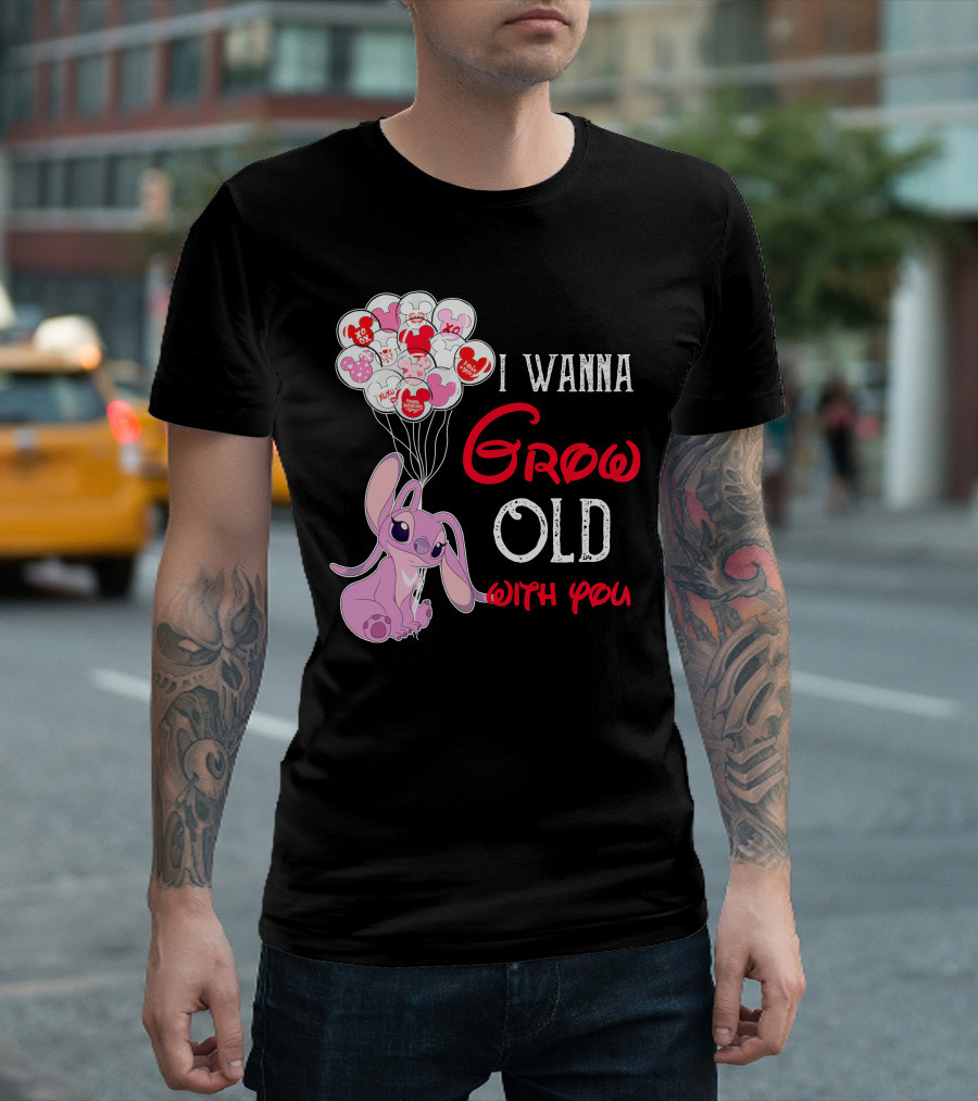 I Wanna Grow Old With You Angel Heart Balloons T-Shirt