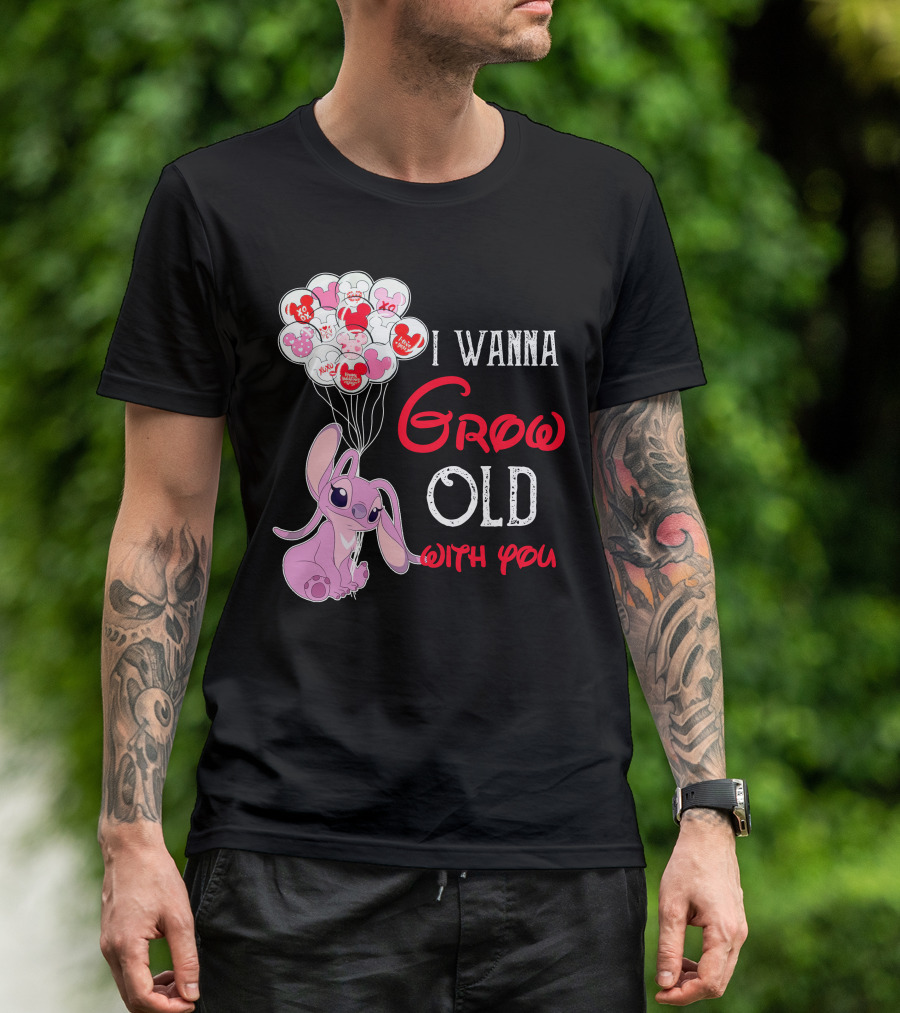I Wanna Grow Old With You Angel Heart Balloons T-Shirt