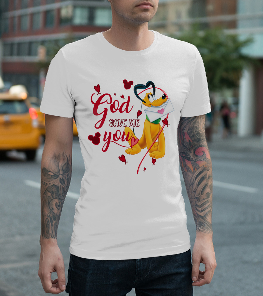 Pluto God Gave Me You Hearts And Mickey Mouse Icons T-Shirt