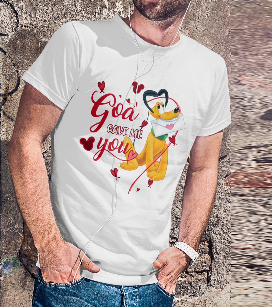 Pluto God Gave Me You Hearts And Mickey Mouse Icons T-Shirt
