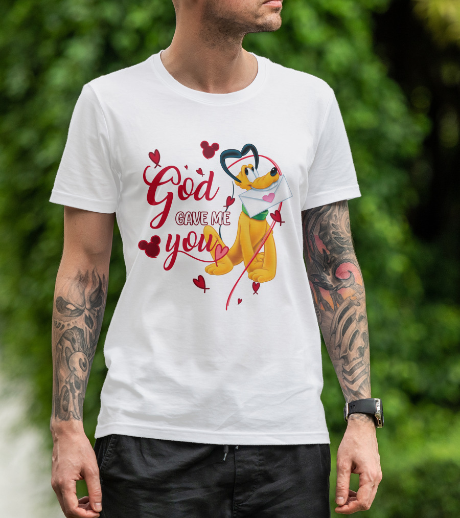 Pluto God Gave Me You Hearts And Mickey Mouse Icons T-Shirt