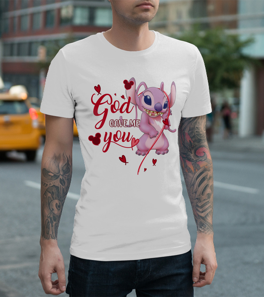 God Gave Me You Stitch And Hearts T-Shirt