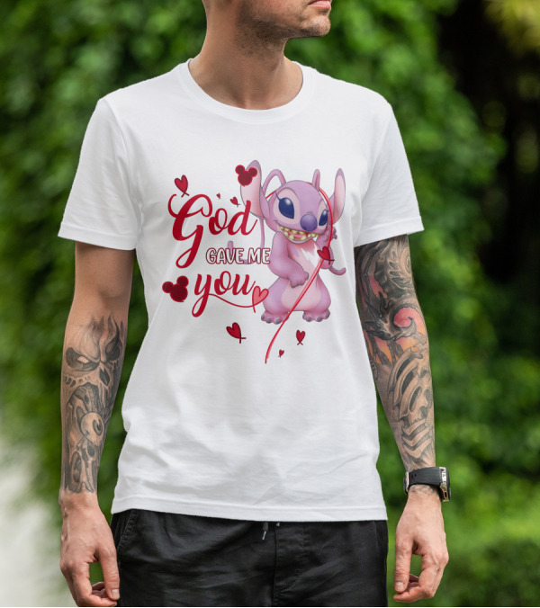 God Gave Me You Stitch And Hearts T-Shirt