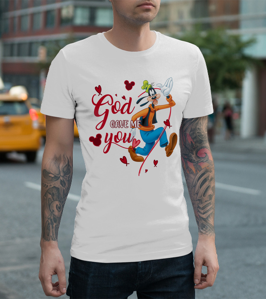 God Gave Me You Goofy Character Hearts Icons T-Shirt