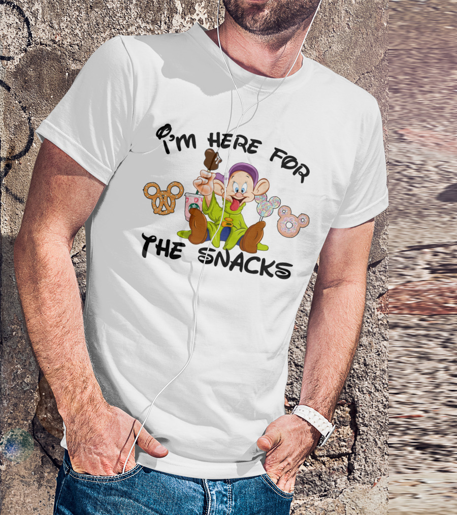 I'm Here For The Snacks Dopey Lollipops Pretzel Donut Ice Cream T-Shirt