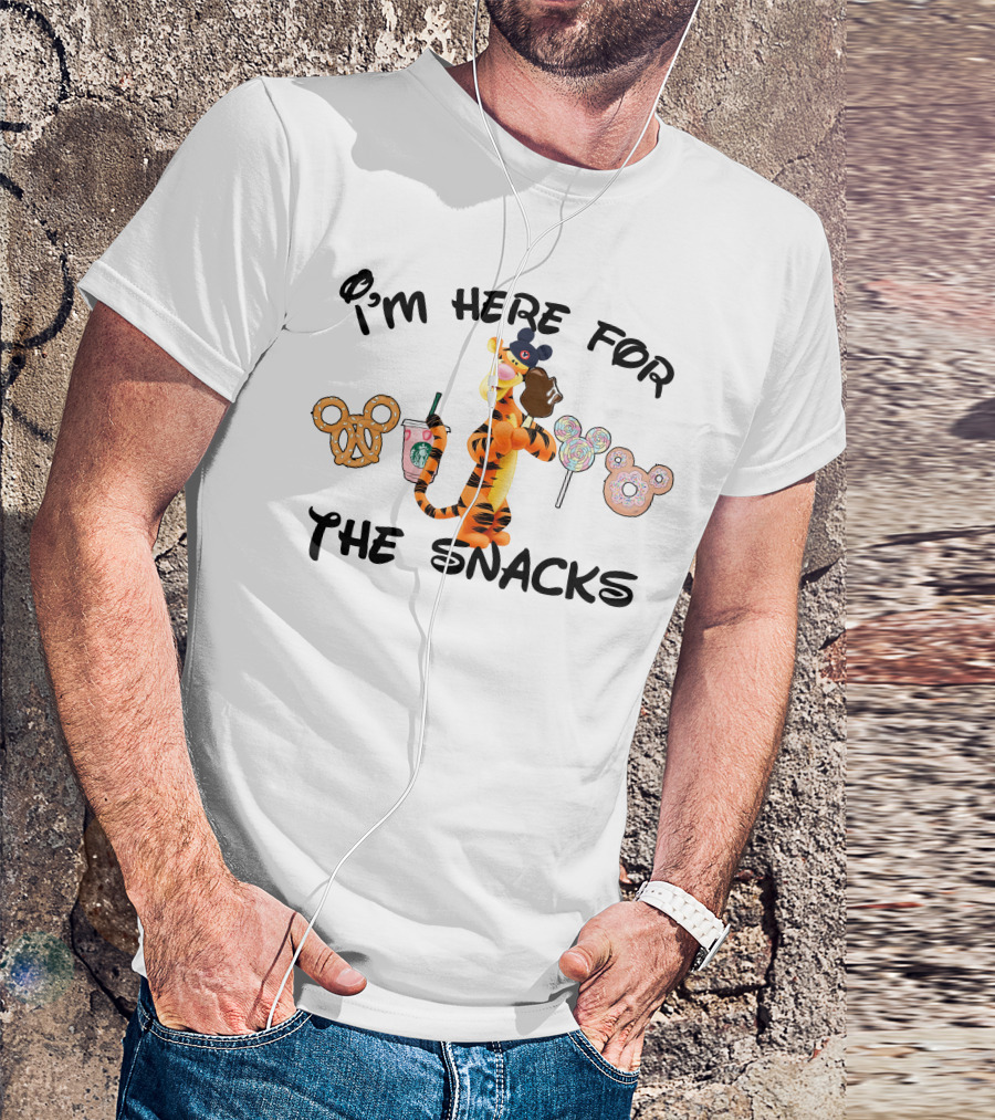I'm Here For The Snacks Tigger Pretzel Starbucks Lollipop Donut T-Shirt