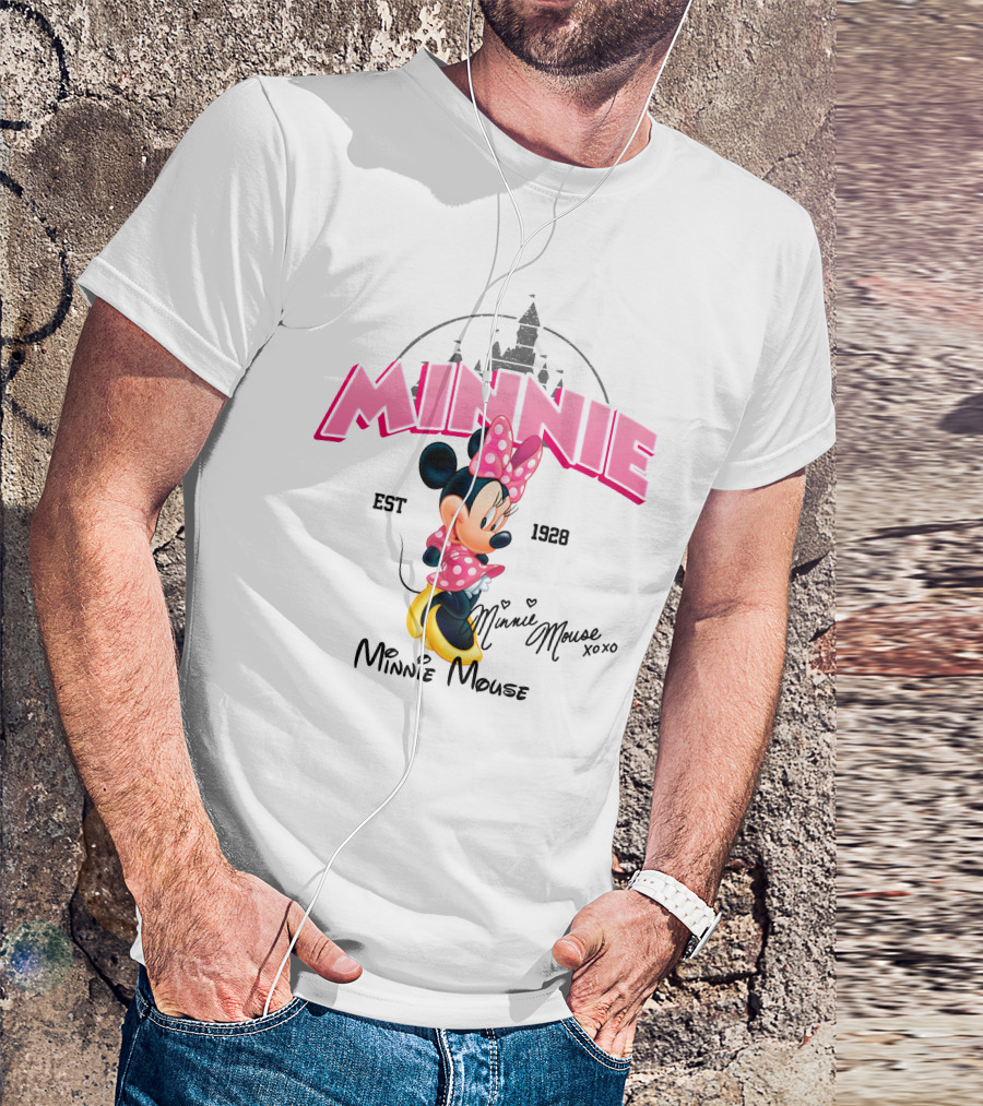Minnie Mouse Est 1928 Disney Castle Background Xoxo T-Shirt