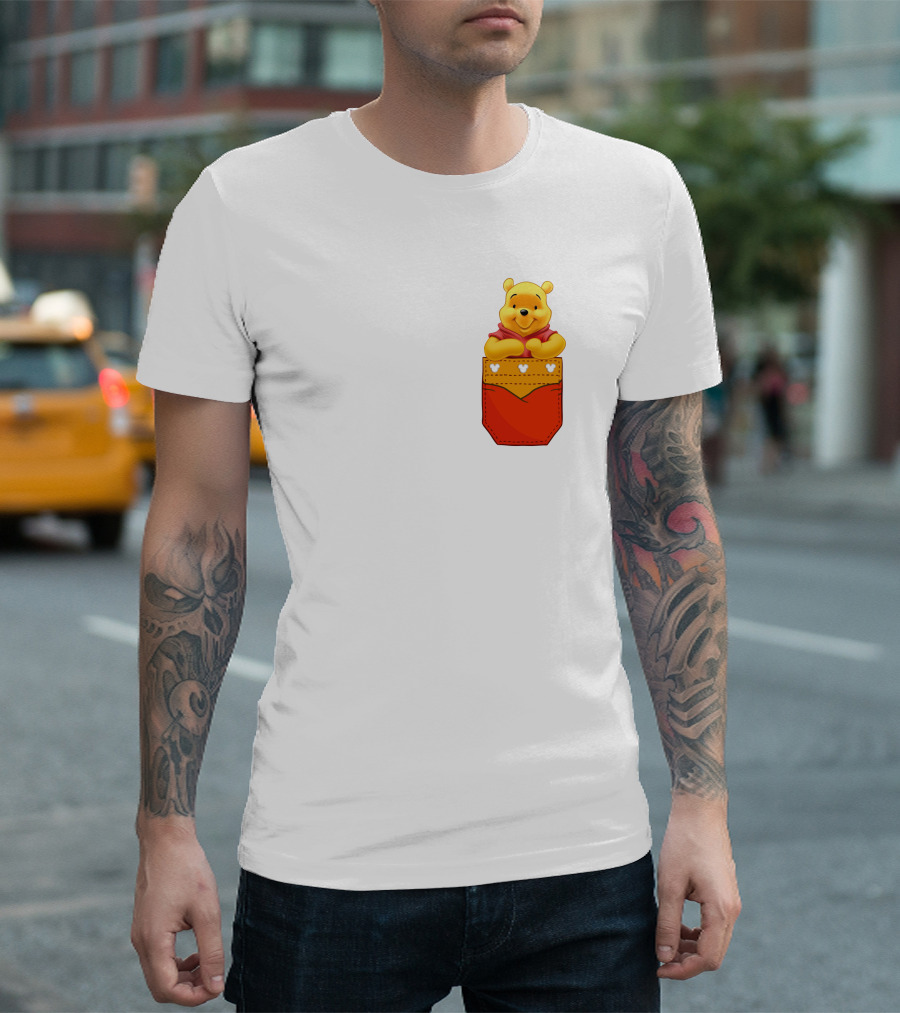 Winnie The Pooh In Red Pocket T-Shirt