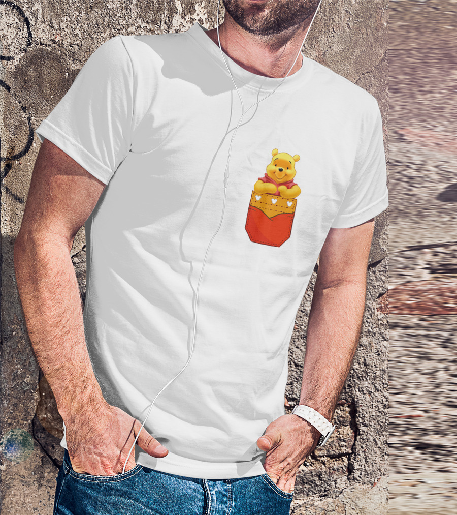 Winnie The Pooh In Red Pocket T-Shirt